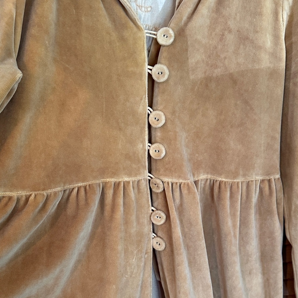 Tan Button-Up Velvet jacket - Picture 2 of 9